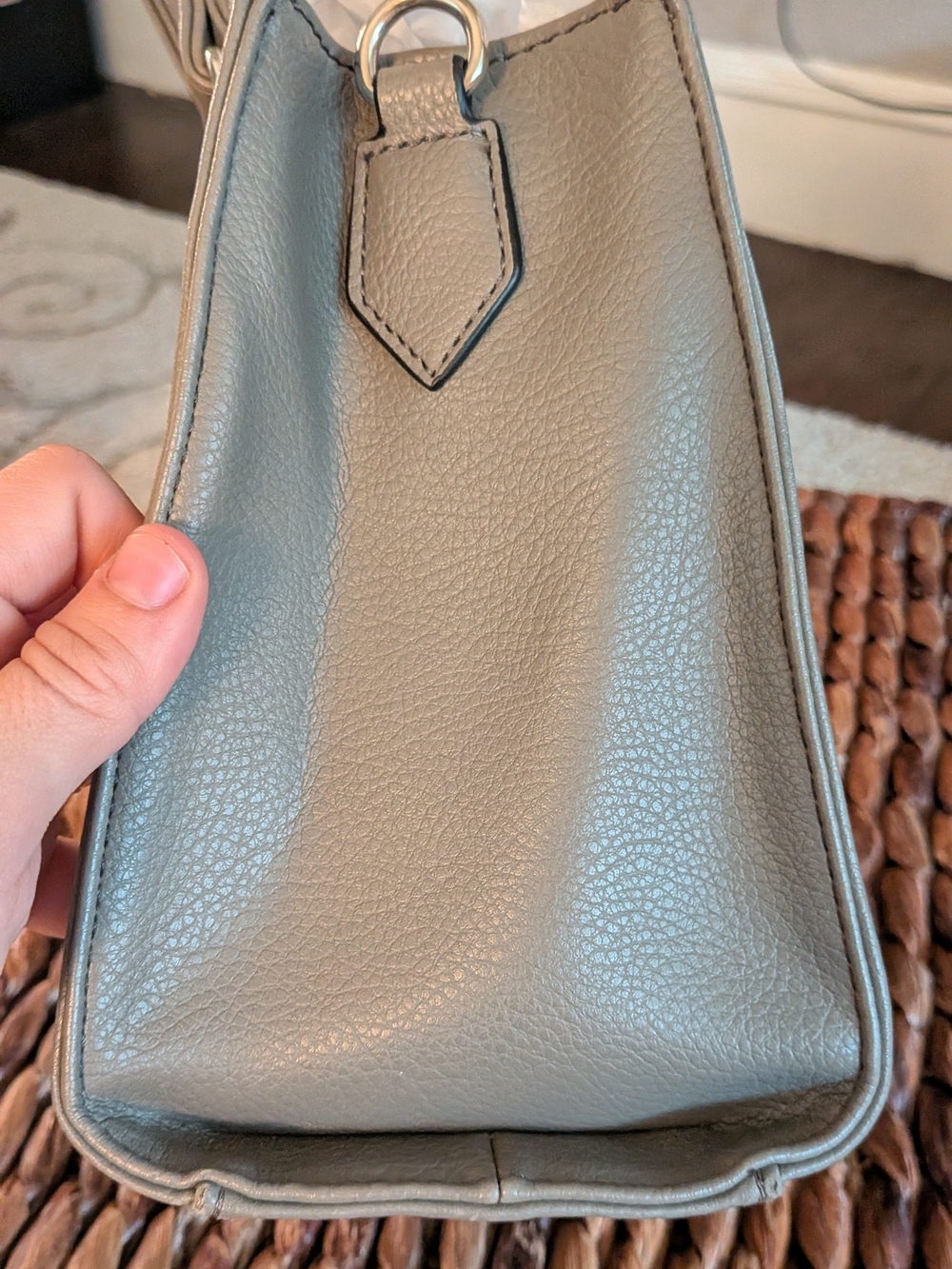 Nicole Miller Grey Studded Structured Satchel Tote Bag - Picture 6 of 16